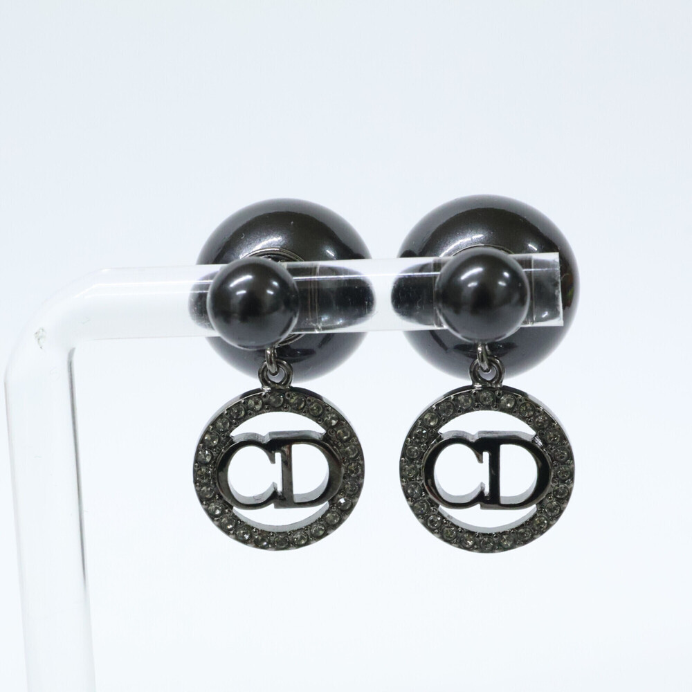 Christian Dior DIOR Tribales Metal Resin Pearl Crystal Earrings, Black, Women's